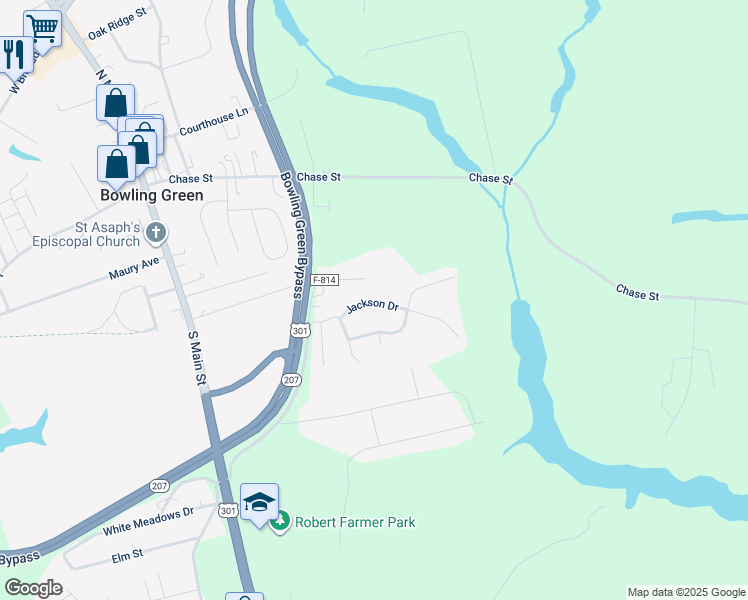 map of restaurants, bars, coffee shops, grocery stores, and more near 18048 Jackson Drive in Bowling Green