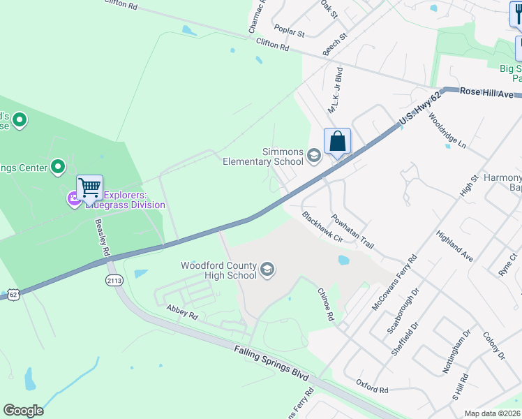 map of restaurants, bars, coffee shops, grocery stores, and more near 888 Tyrone Pike in Versailles