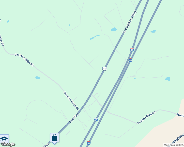 map of restaurants, bars, coffee shops, grocery stores, and more near 2721 Lee Jackson Highway in Staunton