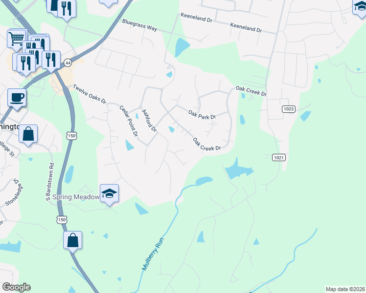 map of restaurants, bars, coffee shops, grocery stores, and more near 337 Oak Creek Drive in Mount Washington