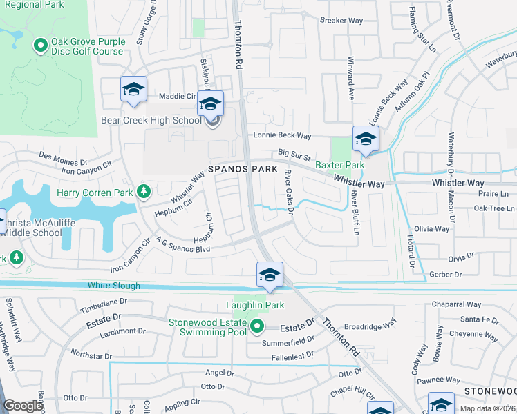 map of restaurants, bars, coffee shops, grocery stores, and more near 10332 Point Reyes Circle in Stockton