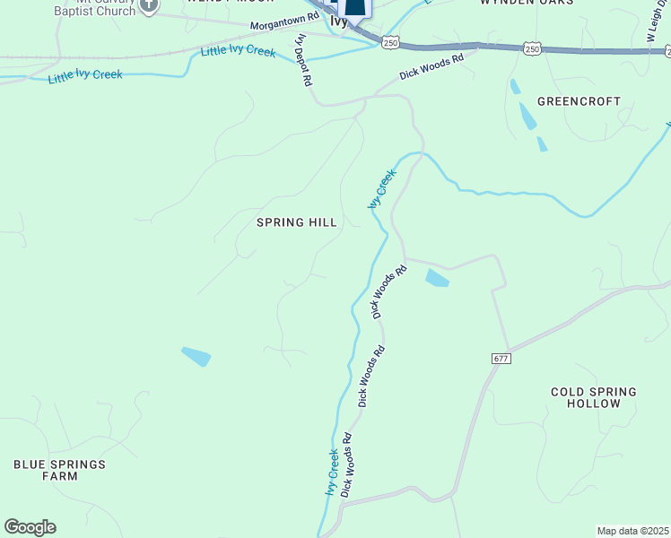 map of restaurants, bars, coffee shops, grocery stores, and more near 395 Spring Lane in Charlottesville