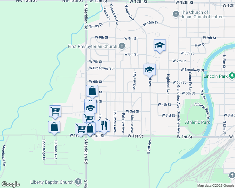 map of restaurants, bars, coffee shops, grocery stores, and more near 422 Columbus Avenue in Newton