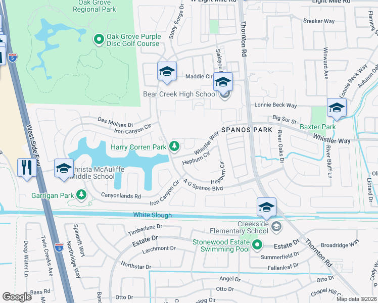 map of restaurants, bars, coffee shops, grocery stores, and more near 3539 Ignacio Circle in Stockton