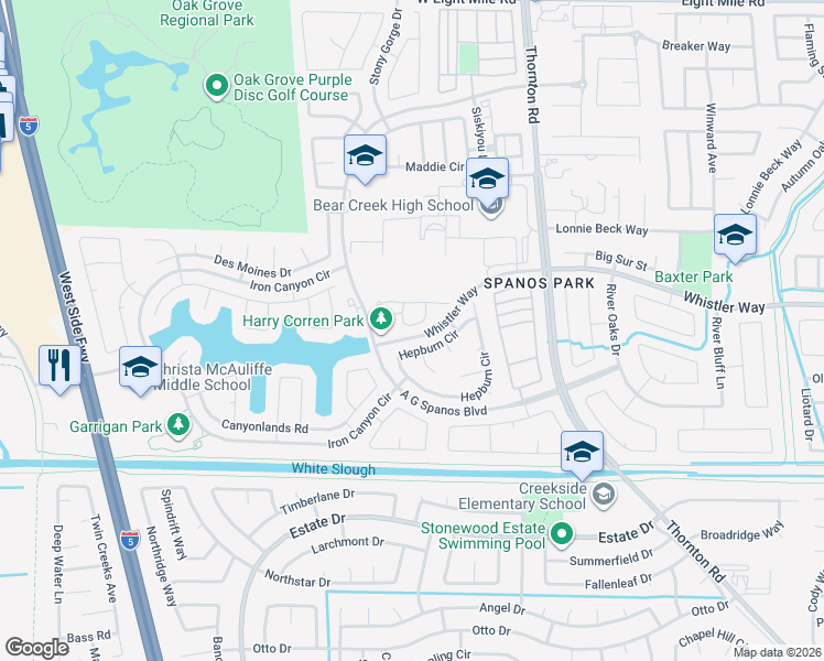 map of restaurants, bars, coffee shops, grocery stores, and more near 3539 Ignacio Circle in Stockton