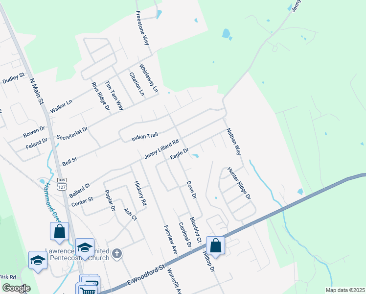 map of restaurants, bars, coffee shops, grocery stores, and more near 129 Eagle Drive in Lawrenceburg