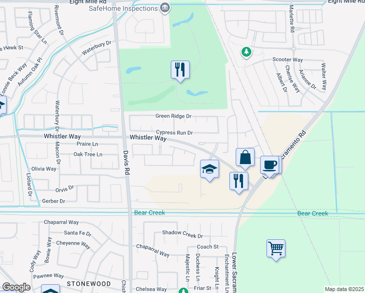 map of restaurants, bars, coffee shops, grocery stores, and more near 1145 Hartwell Avenue in Stockton