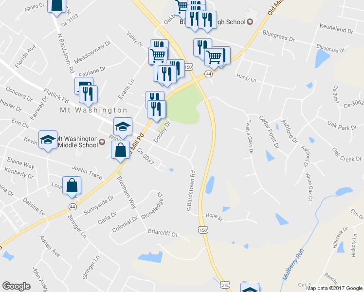map of restaurants, bars, coffee shops, grocery stores, and more near 146 Morning Glory Lane in Mount Washington