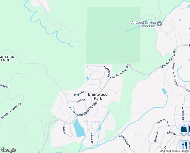 map of restaurants, bars, coffee shops, grocery stores, and more near 23329 Tanager Drive in Twain Harte