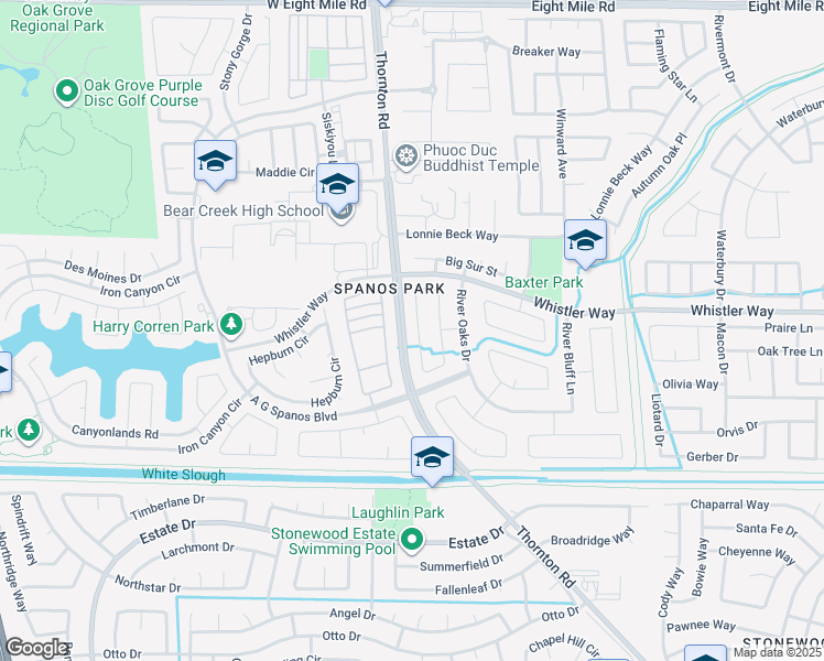 map of restaurants, bars, coffee shops, grocery stores, and more near 10332 Point Reyes Circle in Stockton