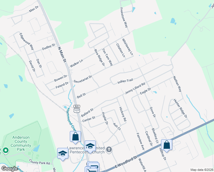 map of restaurants, bars, coffee shops, grocery stores, and more near 148 Bell Street in Lawrenceburg