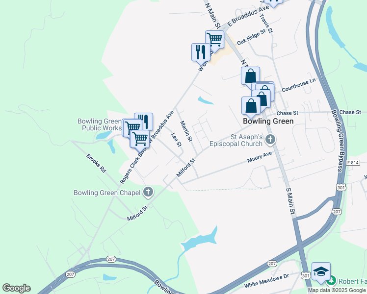 map of restaurants, bars, coffee shops, grocery stores, and more near 139 Lee Street in Bowling Green