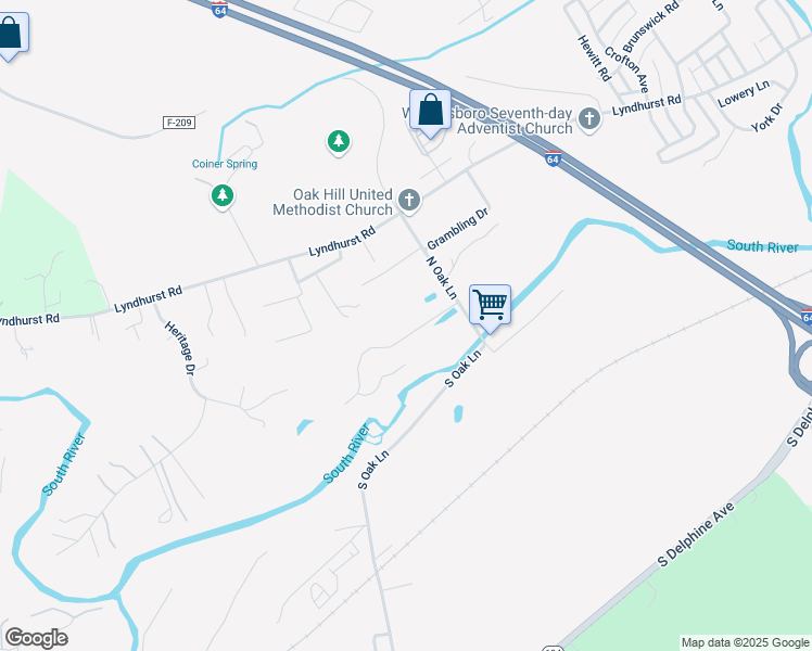 map of restaurants, bars, coffee shops, grocery stores, and more near 1925 Stanford Avenue in Waynesboro