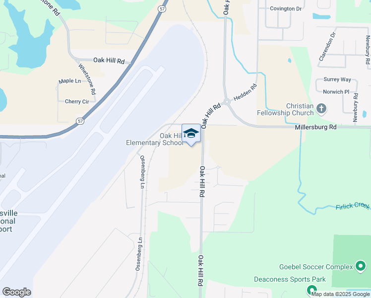 map of restaurants, bars, coffee shops, grocery stores, and more near 7700 Oak Hill Road in Evansville