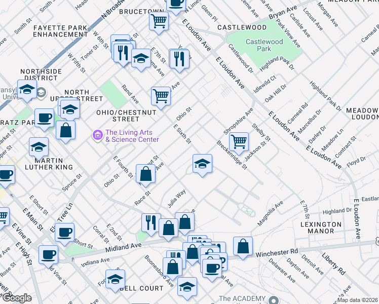 map of restaurants, bars, coffee shops, grocery stores, and more near 560 Pemberton Street in Lexington
