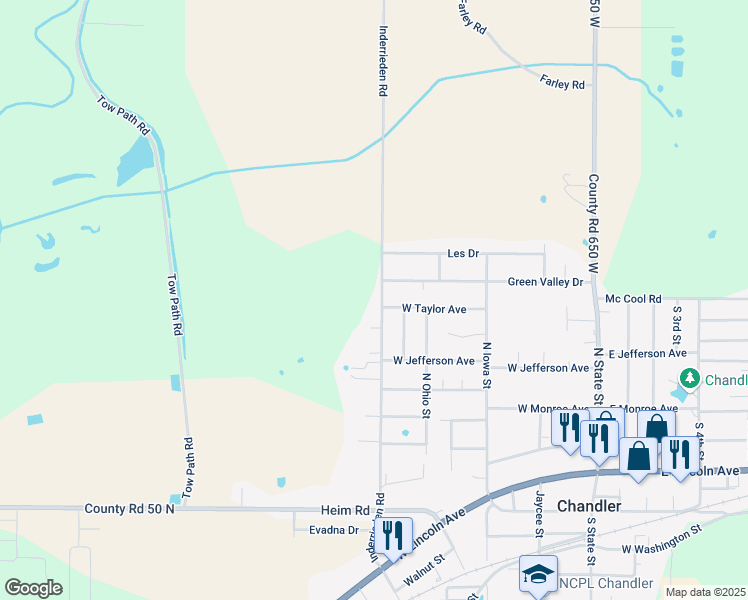 map of restaurants, bars, coffee shops, grocery stores, and more near 999 Inderrieden Road in Chandler