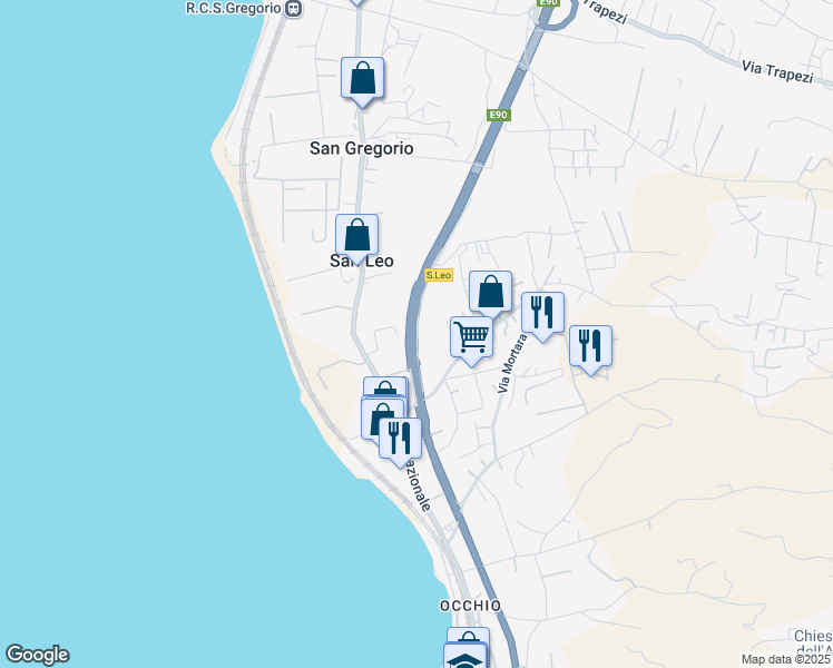 map of restaurants, bars, coffee shops, grocery stores, and more near 23 Vico Colosi in San Leo