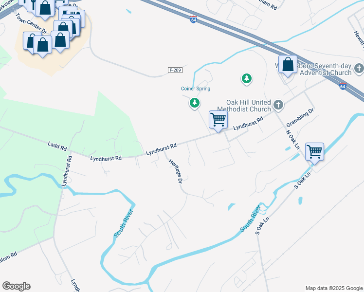 map of restaurants, bars, coffee shops, grocery stores, and more near 2148 Lyndhurst Road in Waynesboro