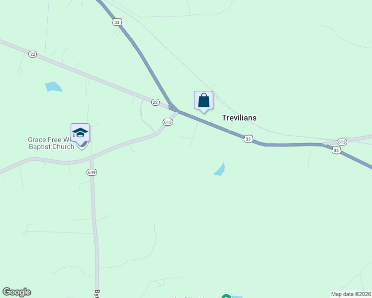 map of restaurants, bars, coffee shops, grocery stores, and more near 130 Trevilians Square in Louisa