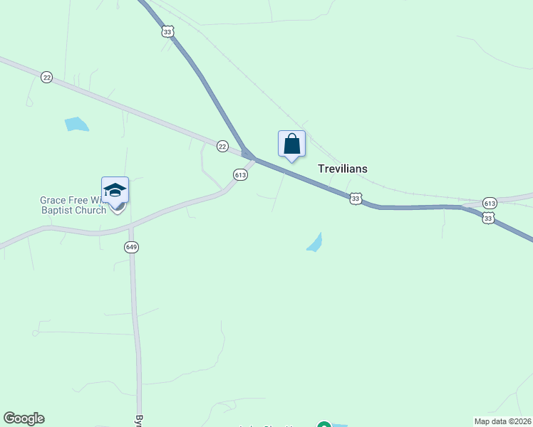 map of restaurants, bars, coffee shops, grocery stores, and more near 130 Trevilians Square in Louisa