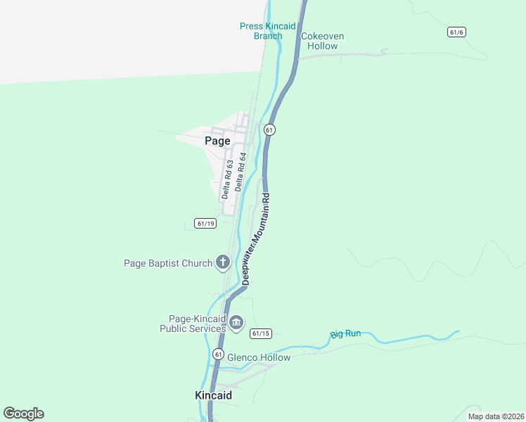 map of restaurants, bars, coffee shops, grocery stores, and more near West Virginia 61 in Kincaid
