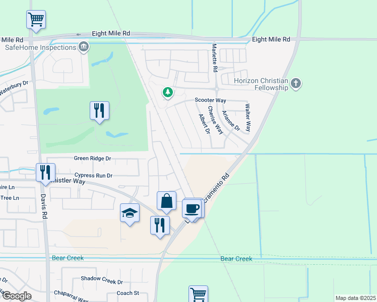 map of restaurants, bars, coffee shops, grocery stores, and more near 720 Gianna Way in Stockton