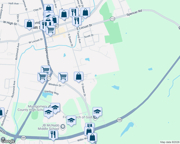 map of restaurants, bars, coffee shops, grocery stores, and more near 10 Tipton Trailer Park in Mount Sterling