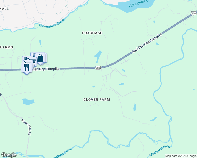 map of restaurants, bars, coffee shops, grocery stores, and more near 363 Normandy Dr in Charlottesville