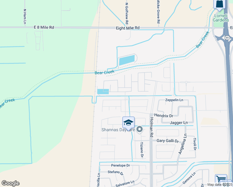 map of restaurants, bars, coffee shops, grocery stores, and more near 10311 Holman Road in Stockton