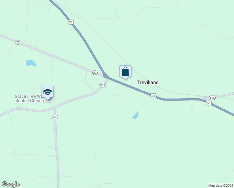 map of restaurants, bars, coffee shops, grocery stores, and more near 1-89 Trevilians Square in Louisa