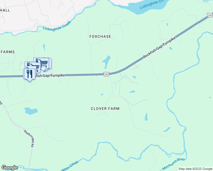 map of restaurants, bars, coffee shops, grocery stores, and more near 363 Normandy Dr in Charlottesville