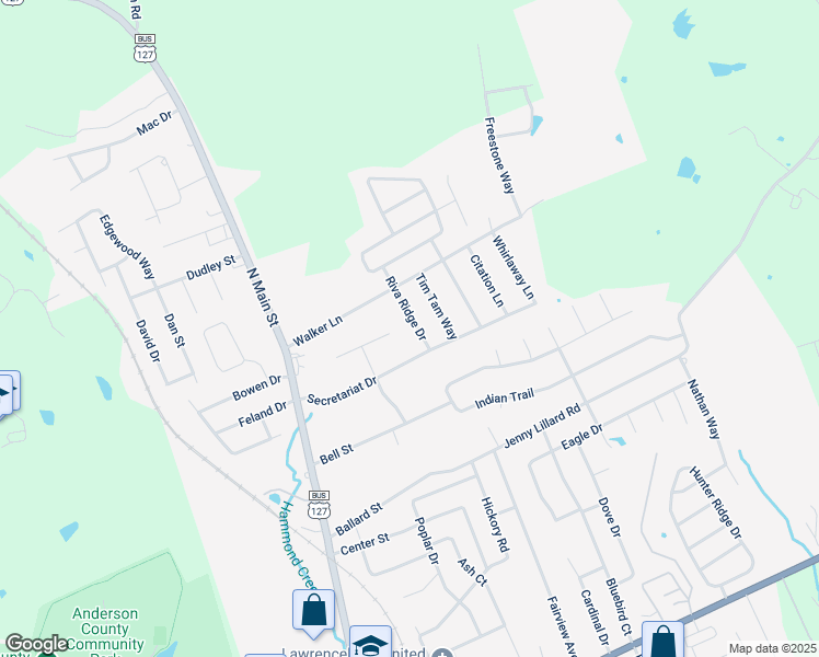 map of restaurants, bars, coffee shops, grocery stores, and more near 220 Man O' War Drive in Lawrenceburg