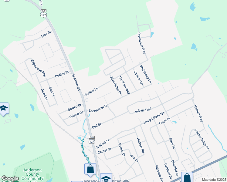 map of restaurants, bars, coffee shops, grocery stores, and more near 220 Man O' War Drive in Lawrenceburg