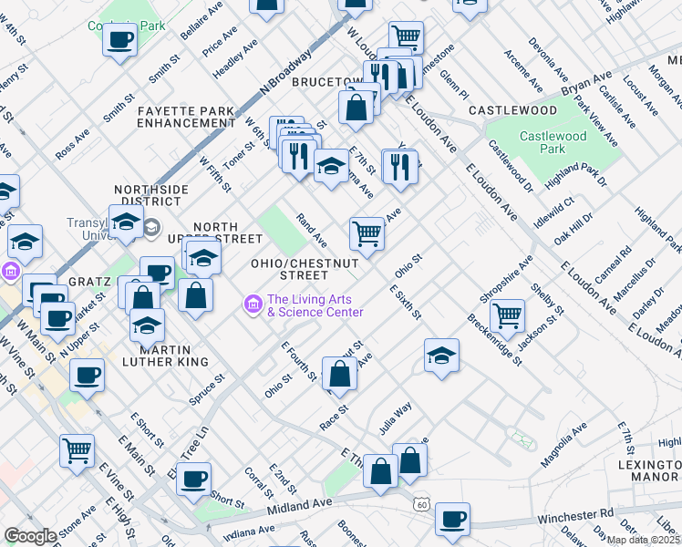 map of restaurants, bars, coffee shops, grocery stores, and more near 256 Engman Ave in Lexington
