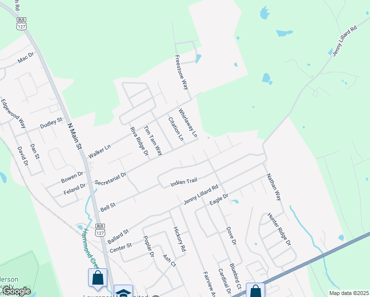 map of restaurants, bars, coffee shops, grocery stores, and more near 414 Secretariat Drive in Lawrenceburg