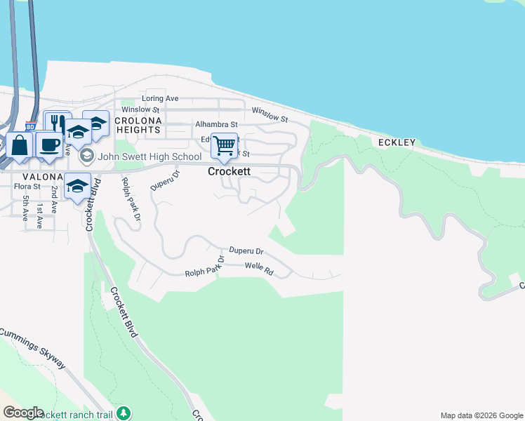 map of restaurants, bars, coffee shops, grocery stores, and more near 131 Baldwin Avenue in Crockett