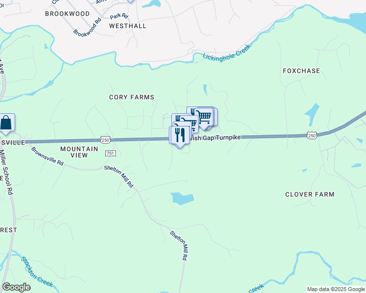 map of restaurants, bars, coffee shops, grocery stores, and more near in Charlottesville