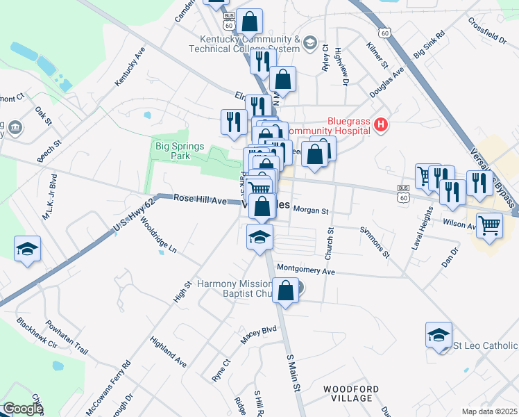 map of restaurants, bars, coffee shops, grocery stores, and more near in Versailles