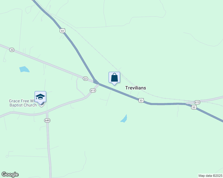 map of restaurants, bars, coffee shops, grocery stores, and more near 1 Trevilians Square in Louisa