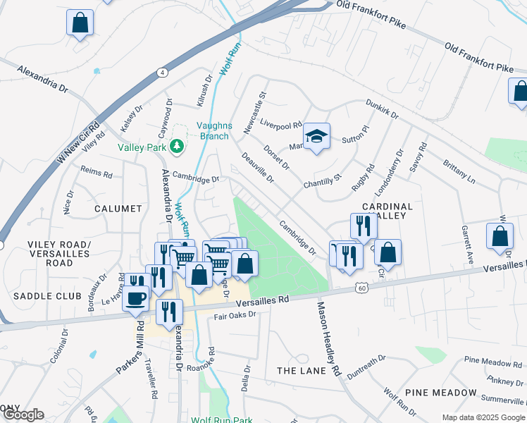 map of restaurants, bars, coffee shops, grocery stores, and more near 1988 Cambridge Drive in Lexington