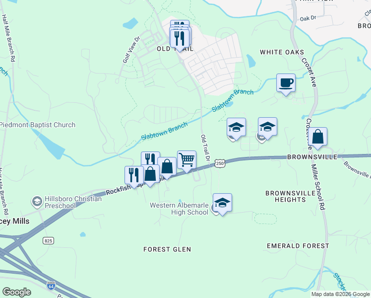 map of restaurants, bars, coffee shops, grocery stores, and more near 5941 Rockfish Gap Turnpike in Crozet