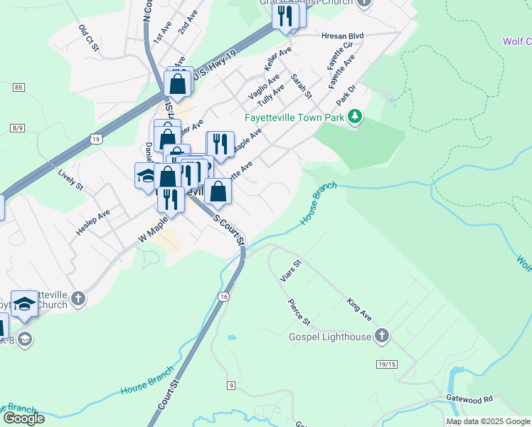 map of restaurants, bars, coffee shops, grocery stores, and more near 40 Summerfield Ct in Fayetteville