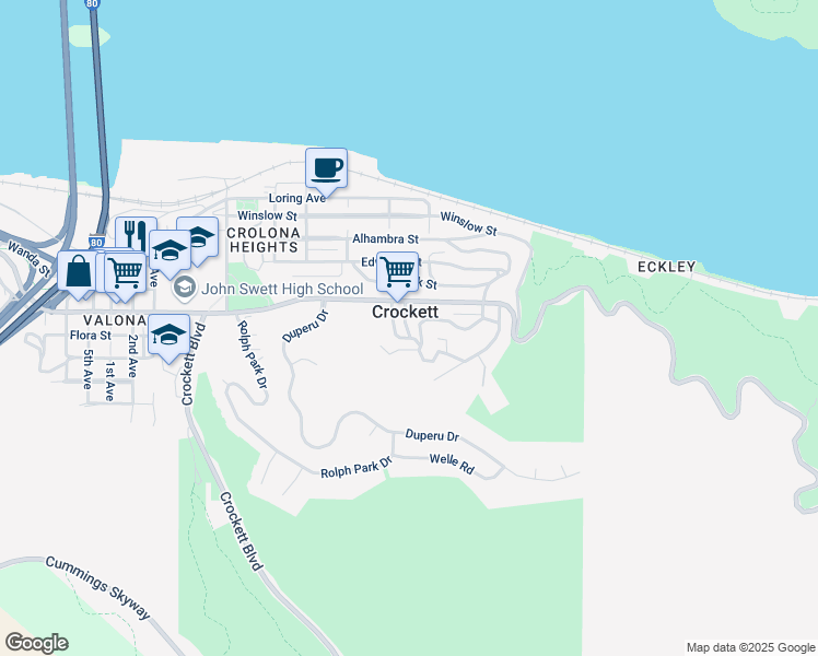 map of restaurants, bars, coffee shops, grocery stores, and more near 27 Cooke Avenue in Crockett
