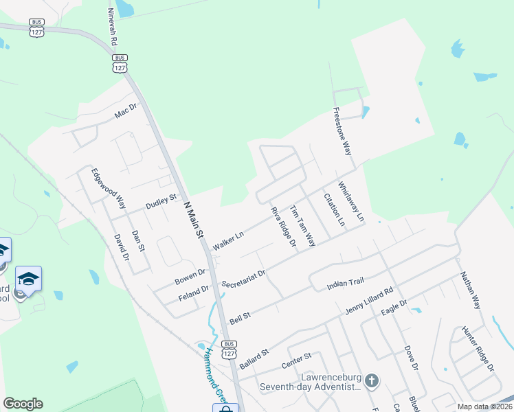 map of restaurants, bars, coffee shops, grocery stores, and more near 1004 Paddock Loop in Lawrenceburg