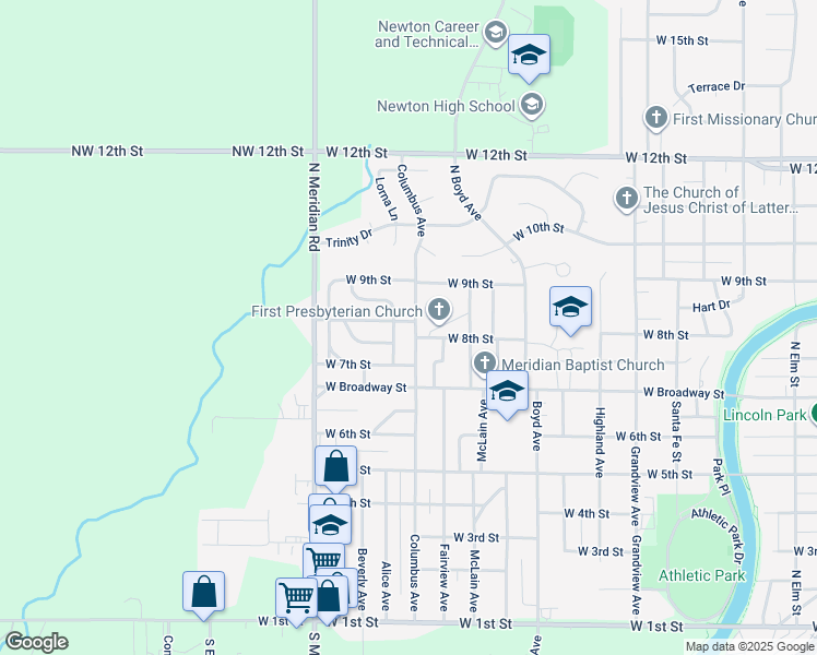 map of restaurants, bars, coffee shops, grocery stores, and more near 815 Columbus Avenue in Newton