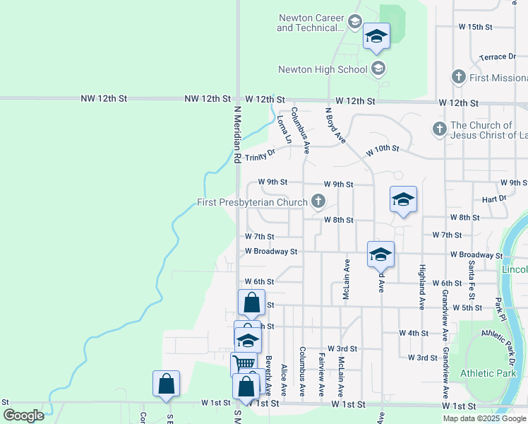 map of restaurants, bars, coffee shops, grocery stores, and more near 1437 Willow Road in Newton