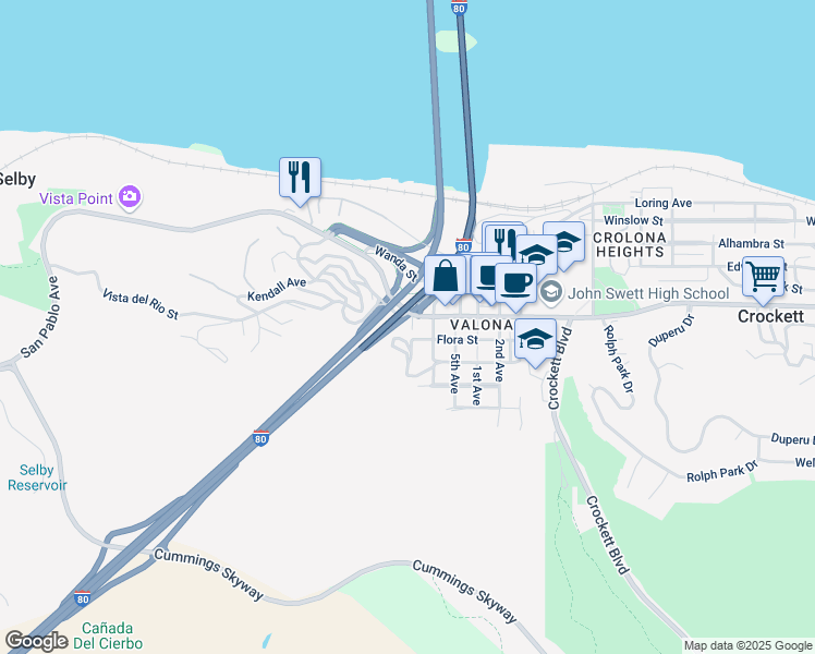 map of restaurants, bars, coffee shops, grocery stores, and more near 822 7th Avenue in Crockett
