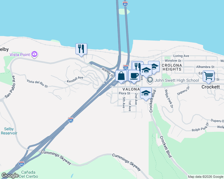map of restaurants, bars, coffee shops, grocery stores, and more near 822 7th Avenue in Crockett