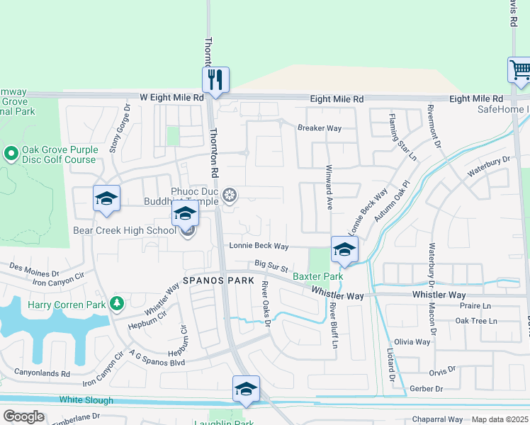 map of restaurants, bars, coffee shops, grocery stores, and more near in Stockton