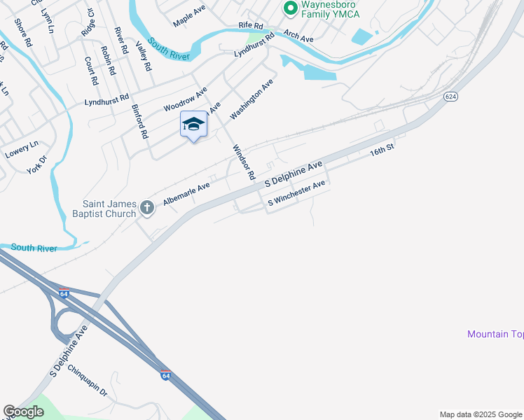 map of restaurants, bars, coffee shops, grocery stores, and more near 1200 Stayman Avenue in Waynesboro